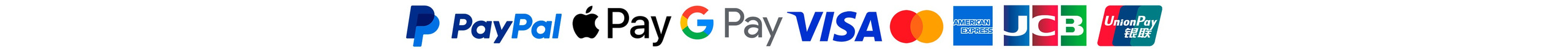 Логотипы платёжных систем PayPal, Apple Pay и Google Pay, Visa, Mastercard, American Express, JCB и China UnionРау. Фотограф Роман Дюжев.