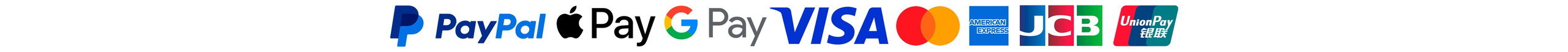 Logos of payment systems PayPal, Apple Pay and Google Pay, Visa, Mastercard, American Express, JCB and China UnionPay. Photographer Roman Djuzev.